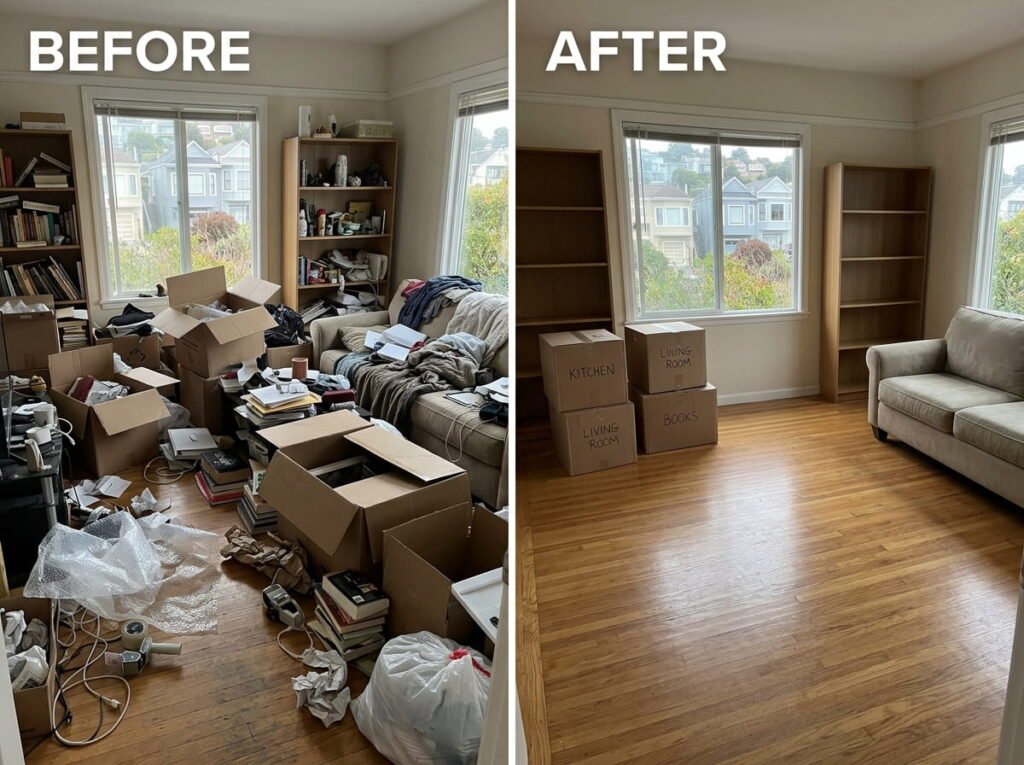 Decluttering room before moving